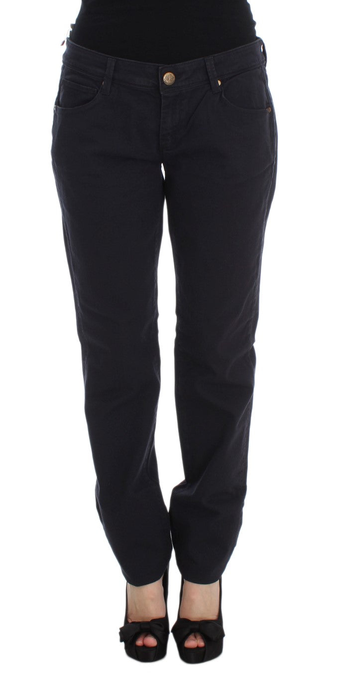 Blaue Baumwollmischung Casual Fit Hose