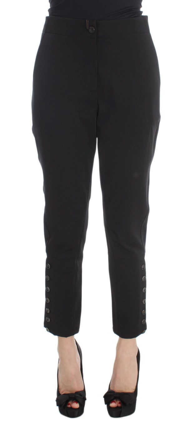 Schwarze Capri-Hose aus Baumwollmischung