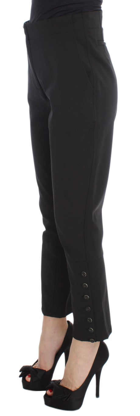 Schwarze Capri-Hose aus Baumwollmischung