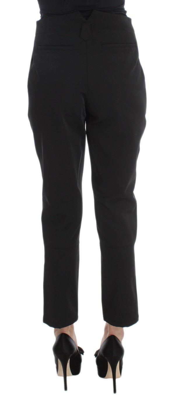 Schwarze Capri-Hose aus Baumwollmischung