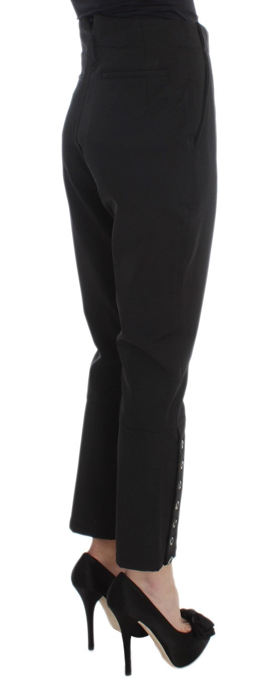 Schwarze Capri-Hose aus Baumwollmischung