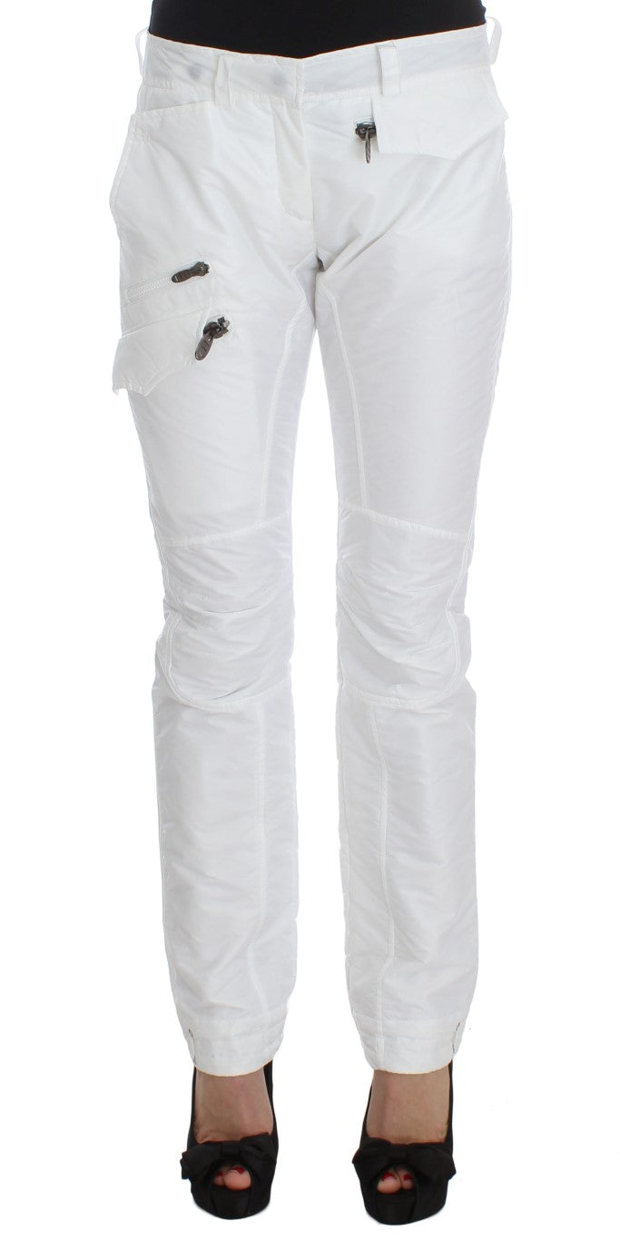Weiße Nylon gepolsterte Slim Fit Cargohose