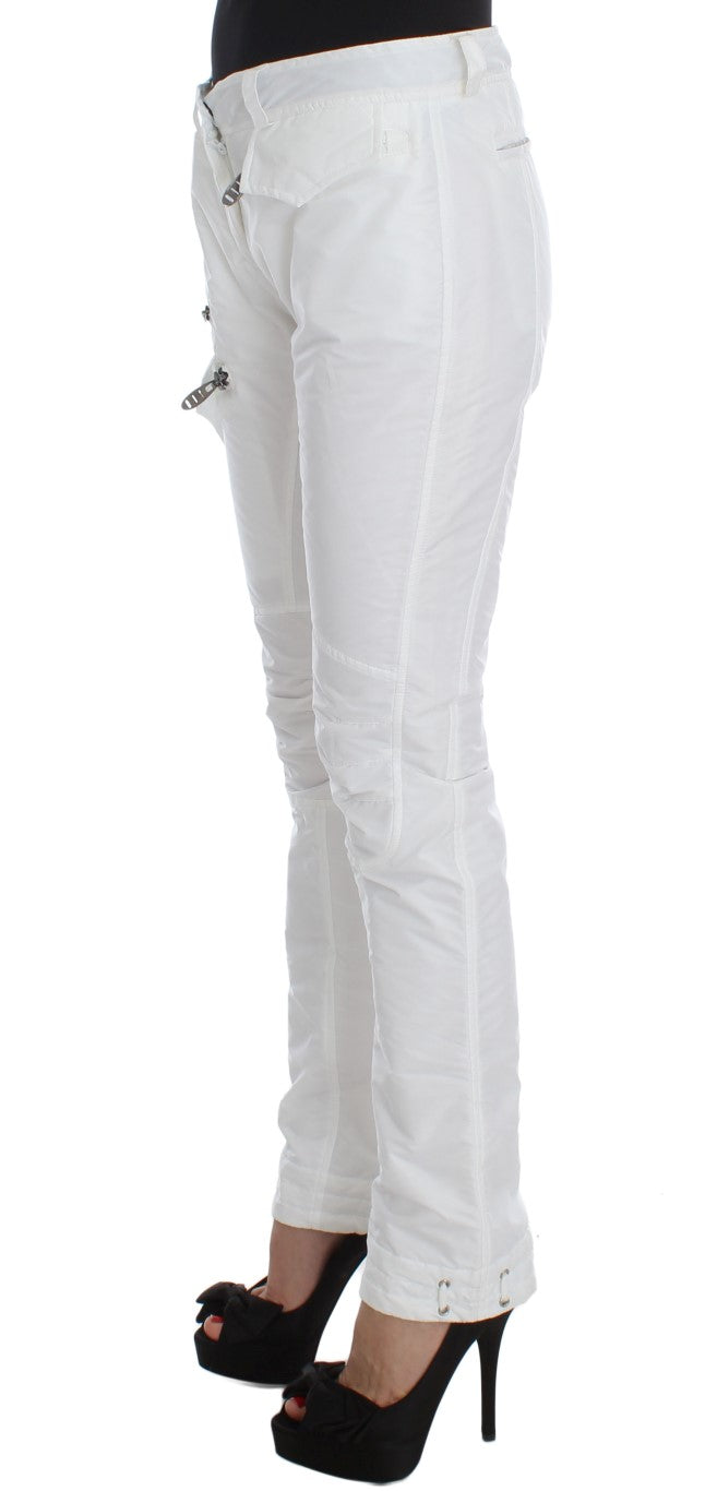 Weiße Nylon gepolsterte Slim Fit Cargohose