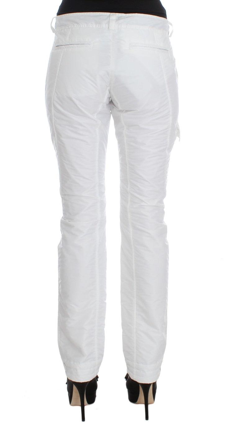Weiße Nylon gepolsterte Slim Fit Cargohose
