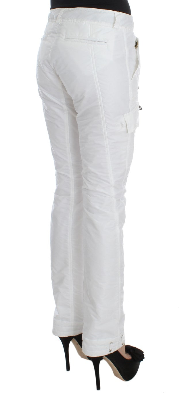 Weiße Nylon gepolsterte Slim Fit Cargohose