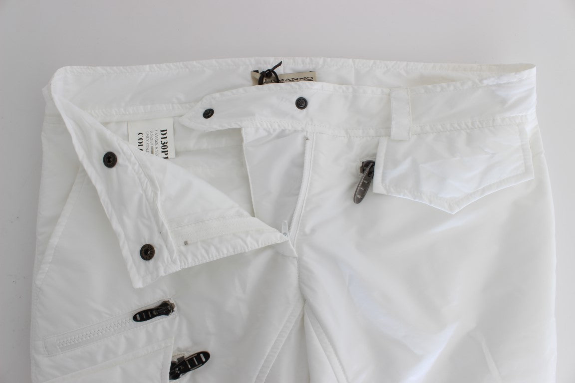 Weiße Nylon gepolsterte Slim Fit Cargohose