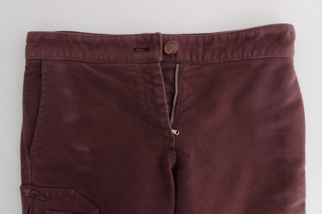 Ermanno Scervino Schicke bordeauxfarbene Capri-Cargo-Hose in Kurzform