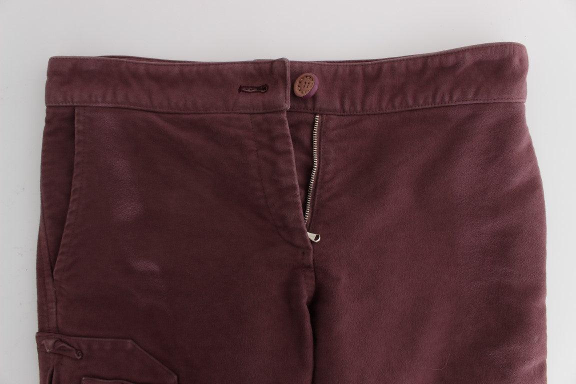Gekürzte Cargohose aus Baumwolle in Bordeaux