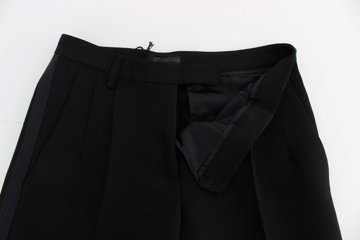 Schwarz gestreifte Hose aus Baumwollmischung mit weiten Beinen