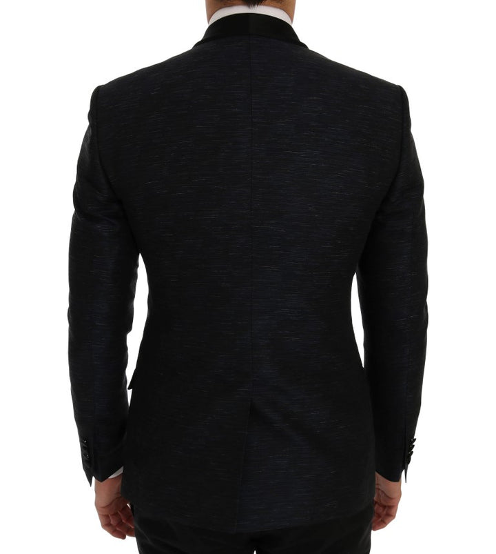 Elegantes blau-schwarzes Slim Fit Anzug Ensemble