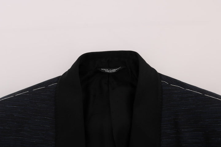 Elegantes blau-schwarzes Slim Fit Anzug Ensemble