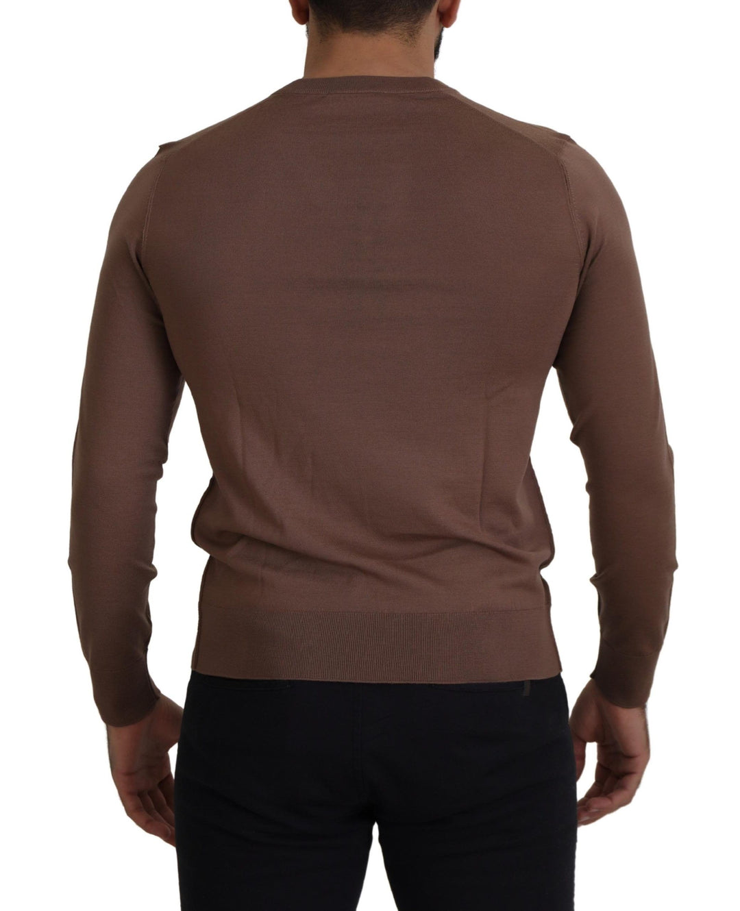 Brauner Pullover mit V-Ausschnitt aus Wolle für Männer