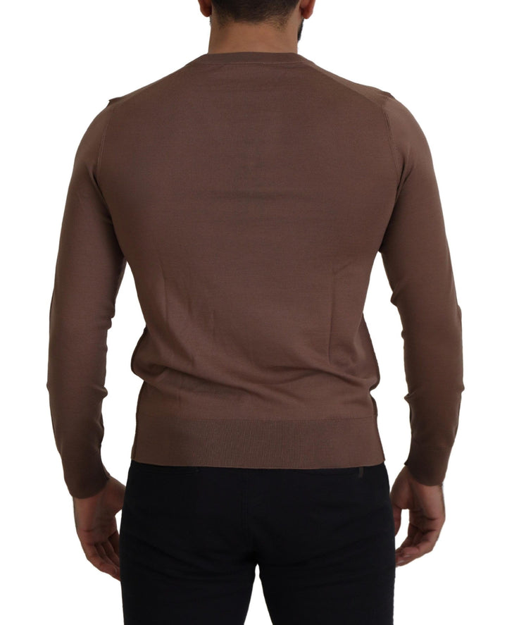 Brauner Pullover mit V-Ausschnitt aus Wolle für Männer