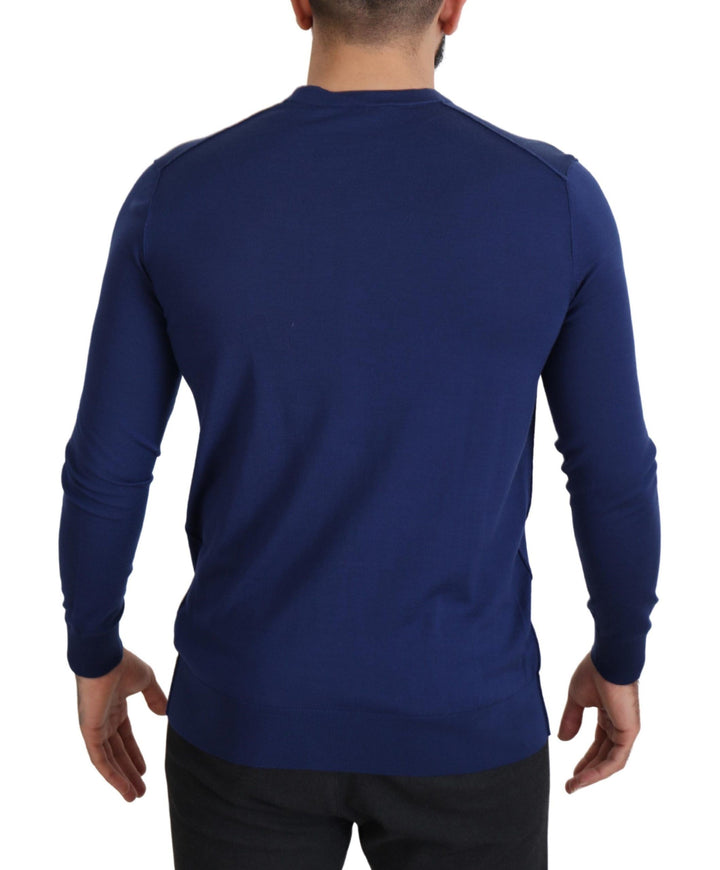 Elegant cardigan made of blue virgin wool