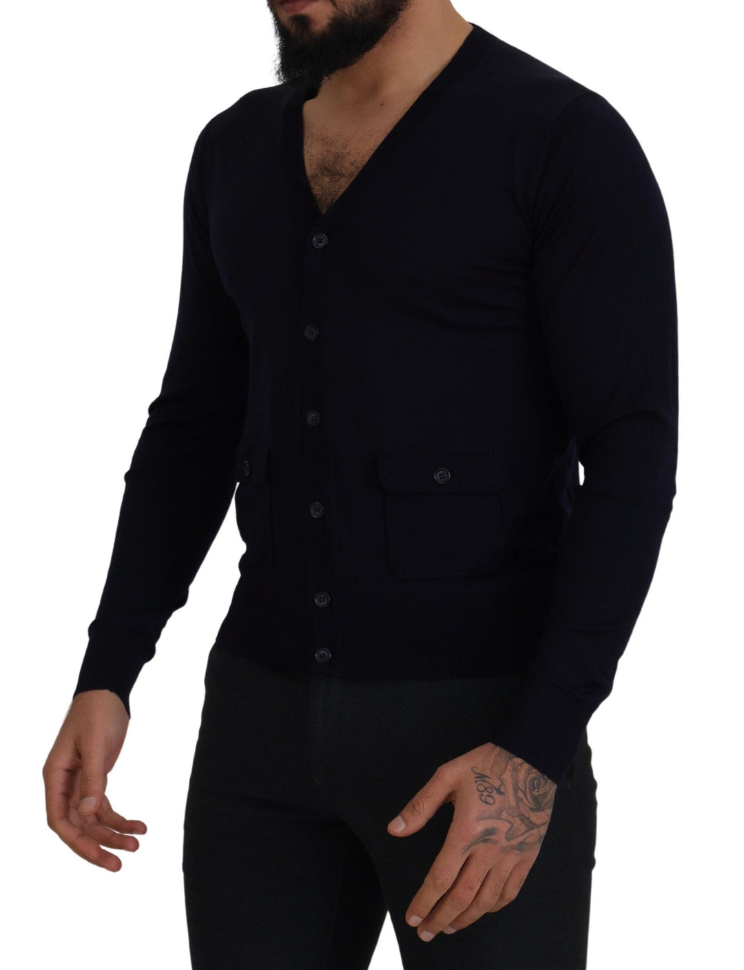 Elegante Strickjacke aus Schurwolle in Blau