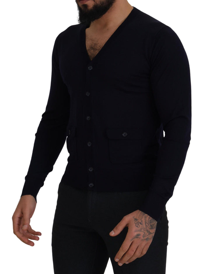 Elegante Strickjacke aus Schurwolle in Blau