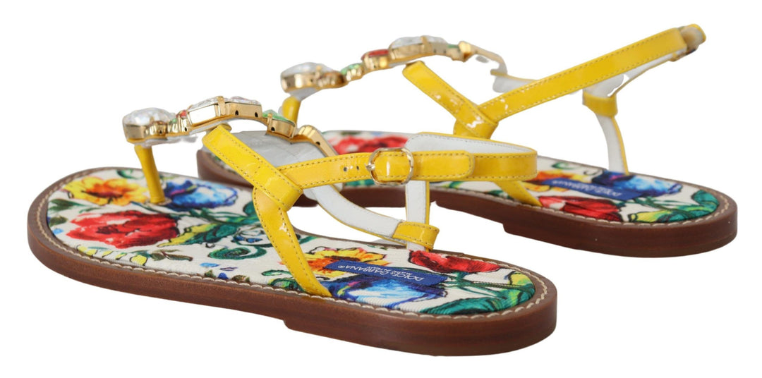 Dolce & Gabbana Majolika Sandalen aus Leder mit Kristallverzierung