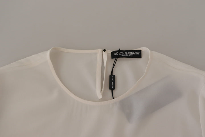 Elegant silk top with logo embroidery
