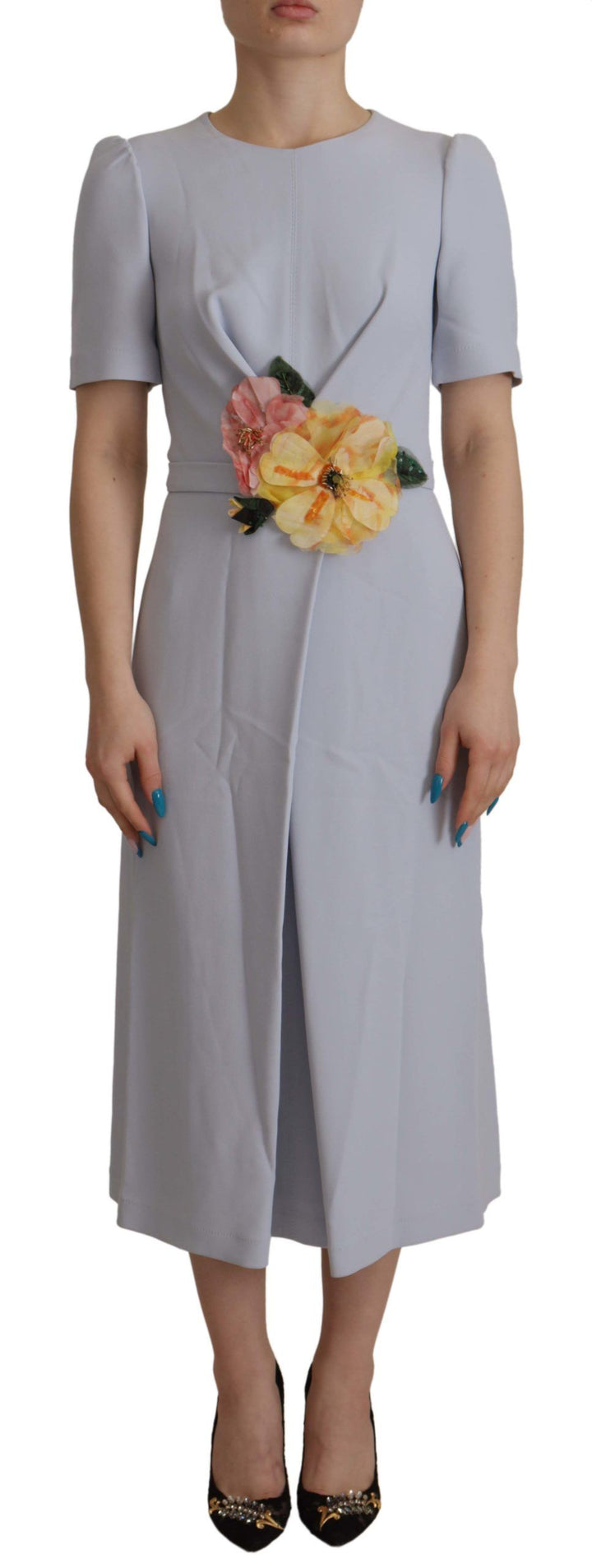 Elegant light blue A-line dress