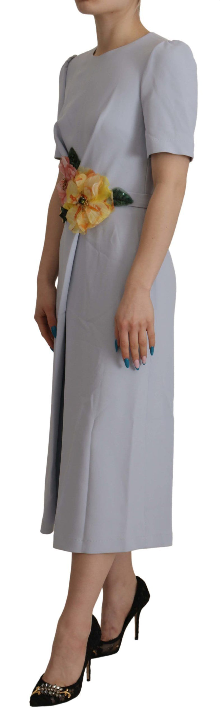 Elegant light blue A-line dress