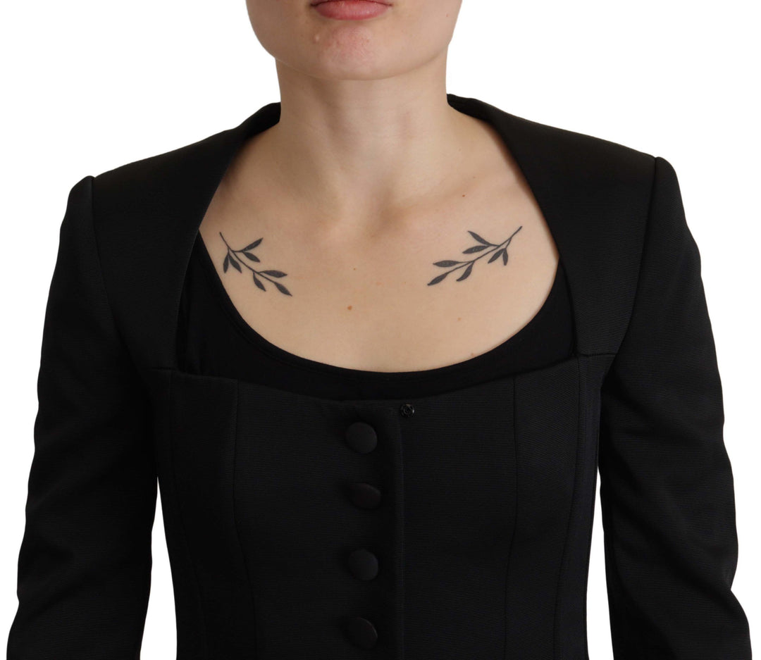 Simple black snap jacket with silk lining