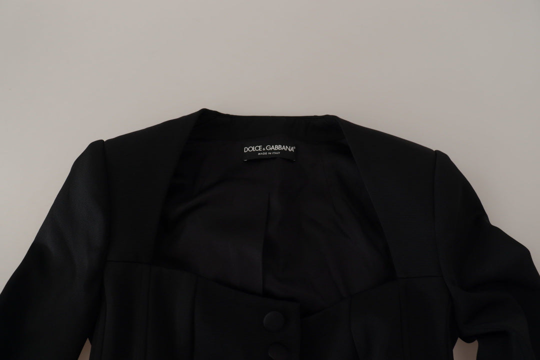 Simple black snap jacket with silk lining