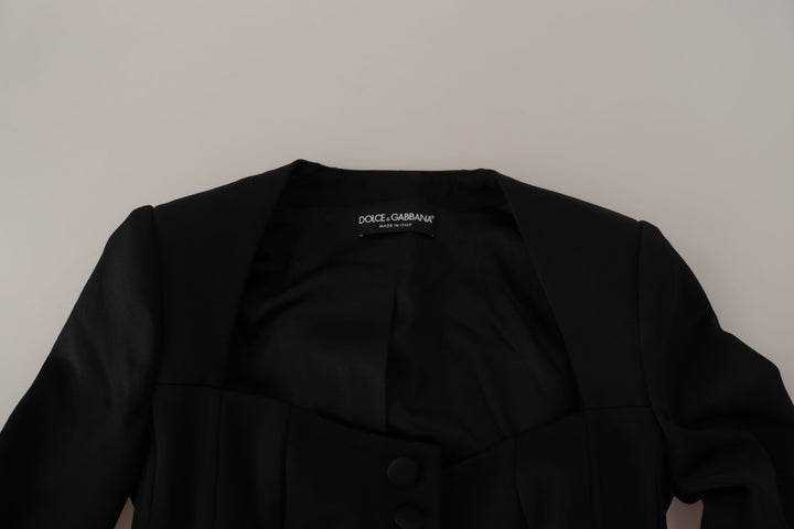 Simple black snap jacket with silk lining