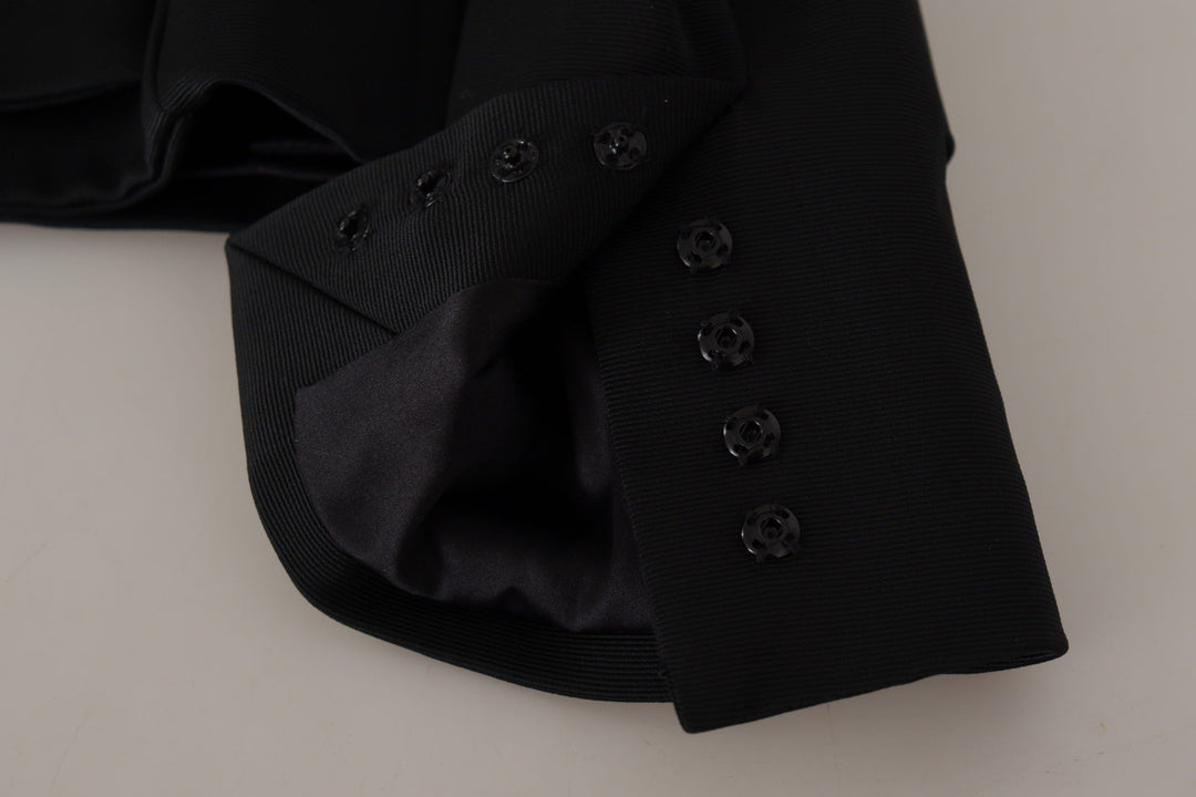 Simple black snap jacket with silk lining