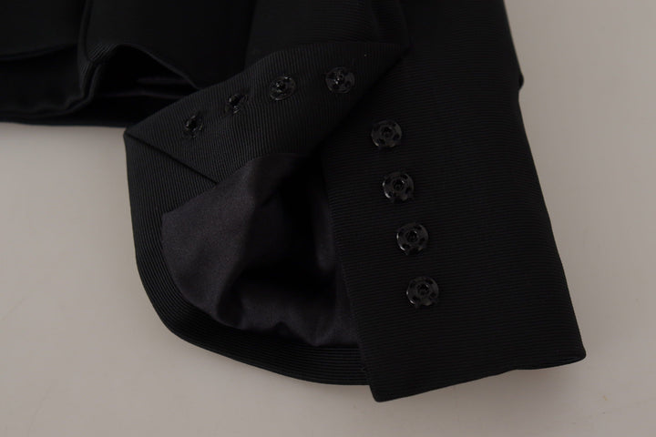 Simple black snap jacket with silk lining
