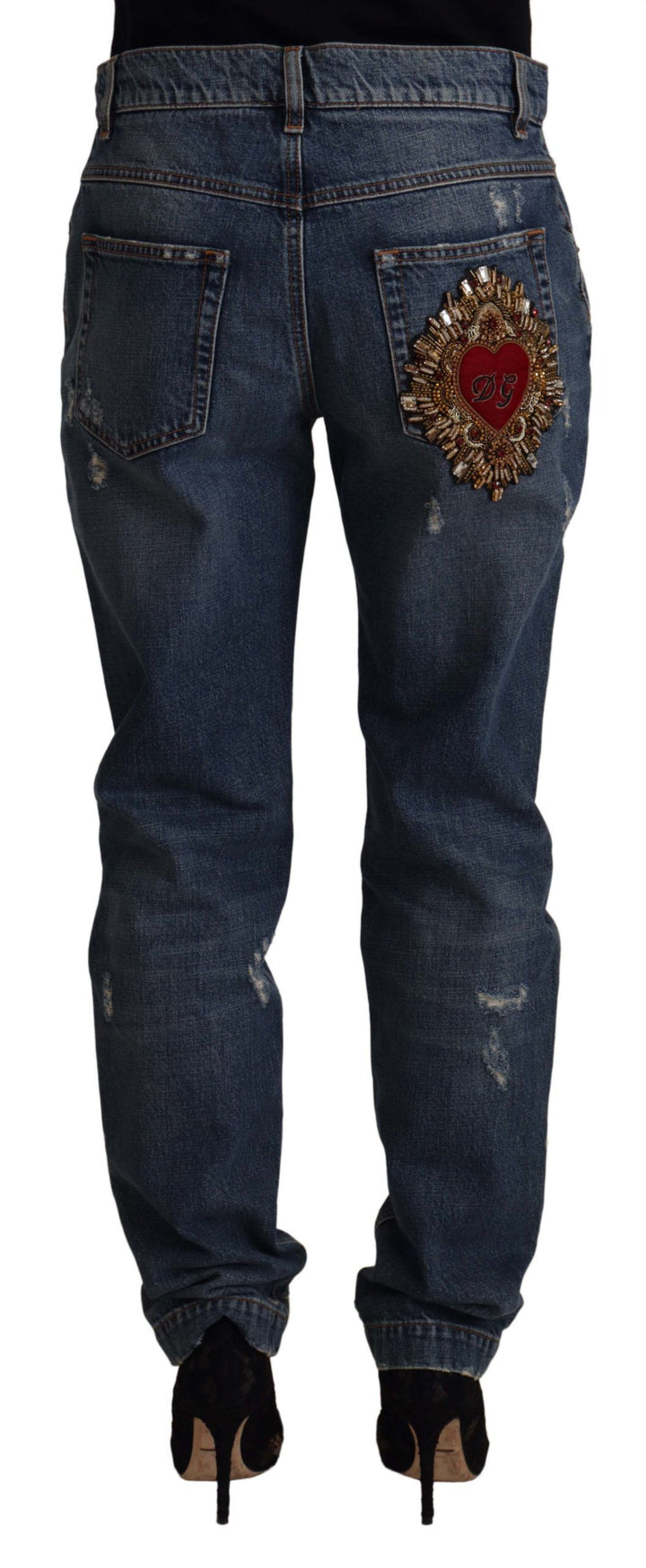 Chic boyfriend-cut jeans with a mid-waist made of denim