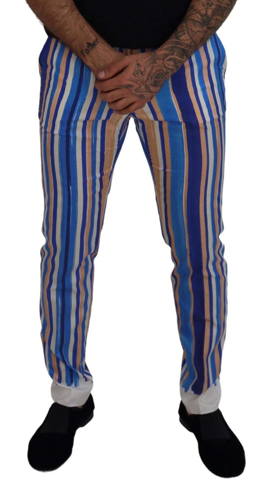 Slim fit striped chinos