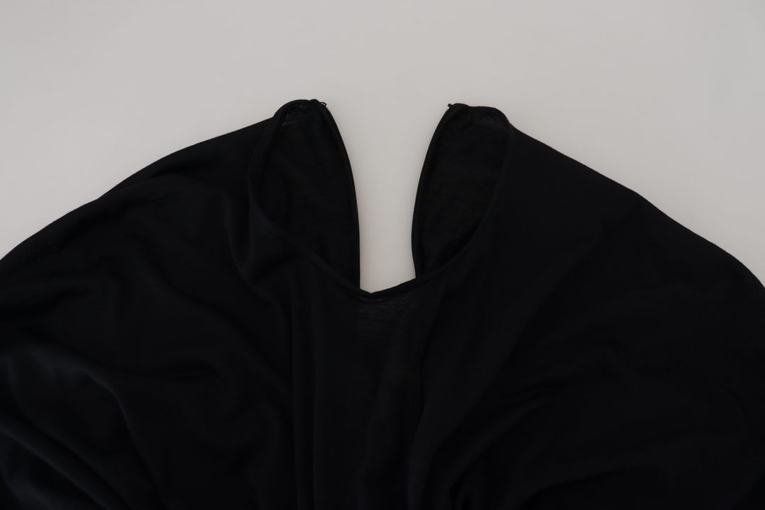 Elegant wrap-style sheath dress with long sleeves