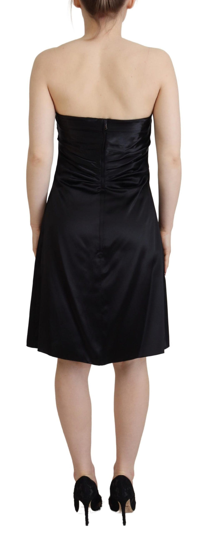 Schwarzes Seiden Shift Kurzes Mini Party Kleid