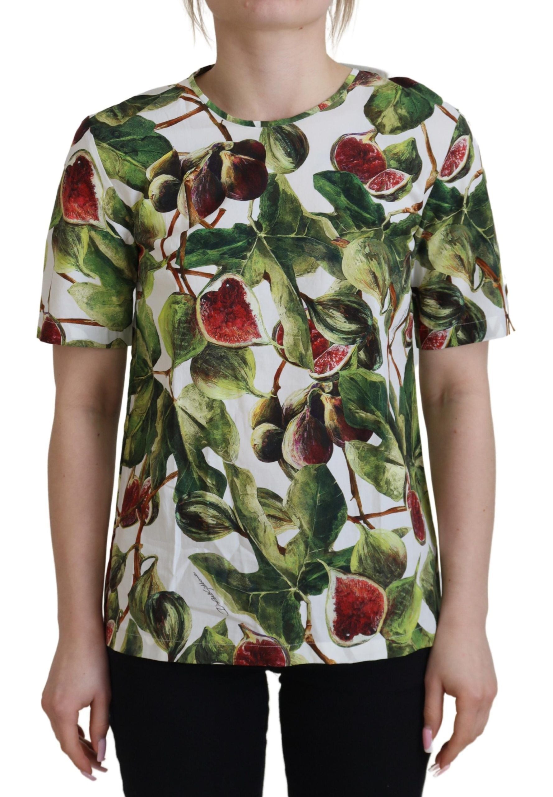 Chic multicolor fig print cotton top