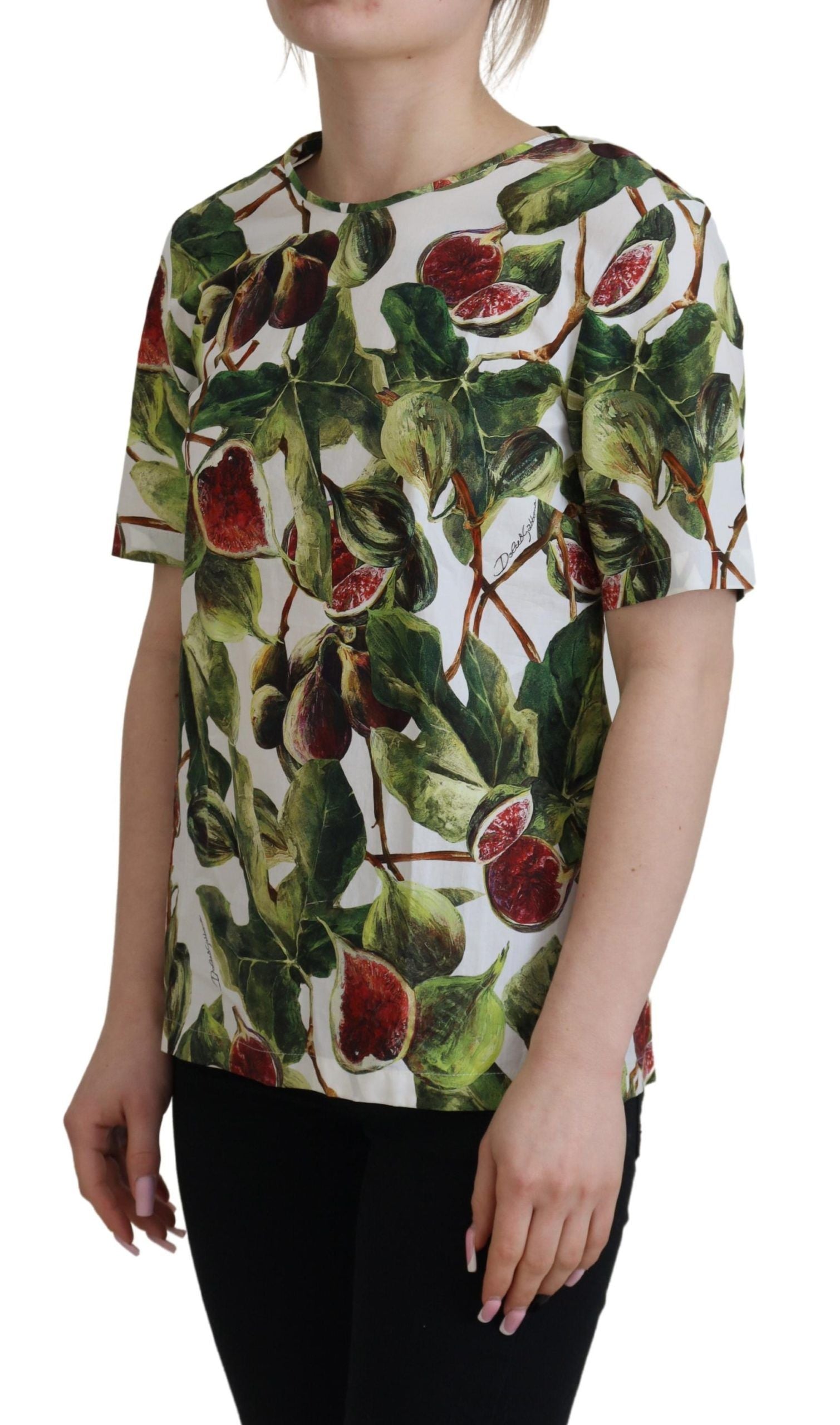Chic multicolor fig print cotton top
