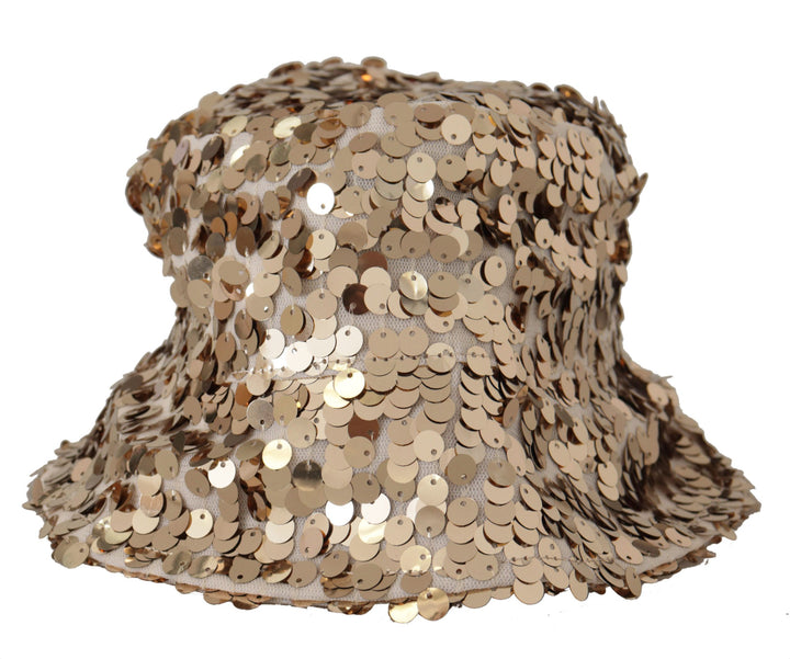 Elegant gold bucket hat with sequins