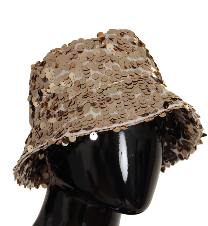 Elegant gold bucket hat with sequins