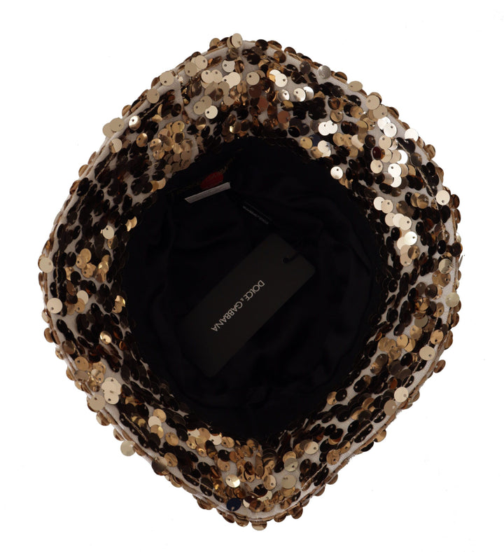 Elegant gold bucket hat with sequins