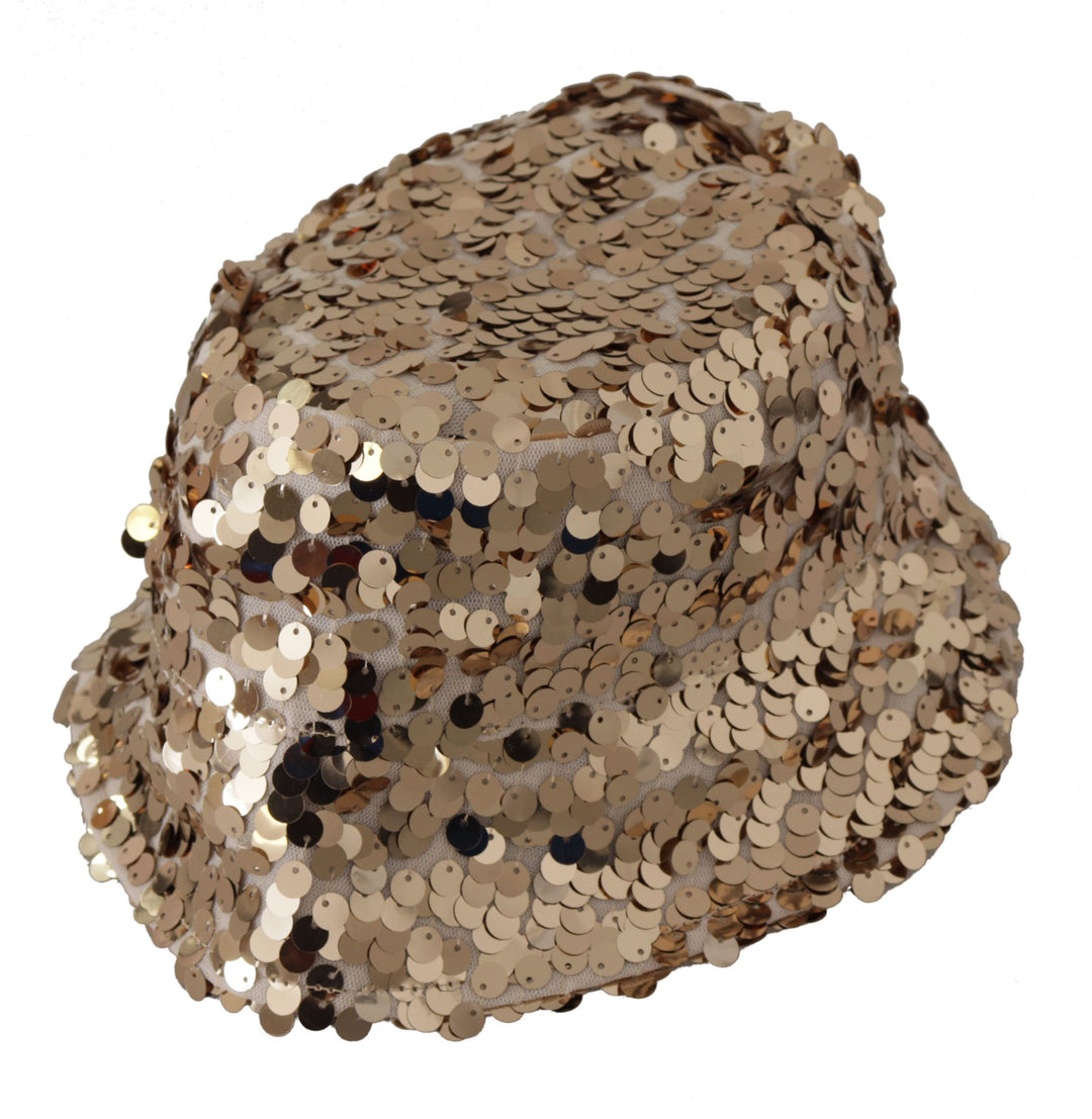 Elegant gold bucket hat with sequins