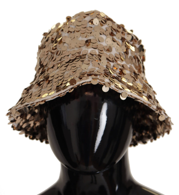 Elegant gold bucket hat with sequins