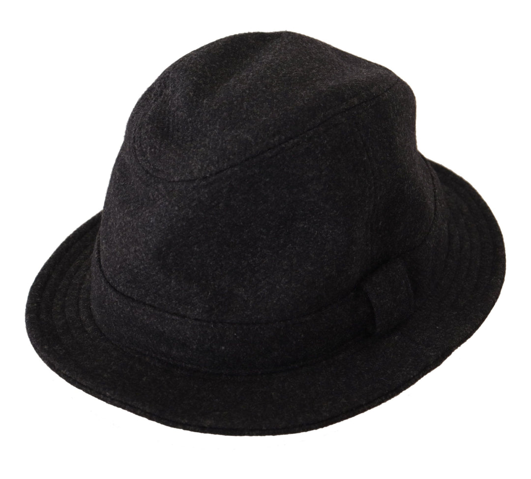 Elegant grey trilby hat made of wool and cashmere