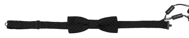 Exclusive patterned black silk bow tie