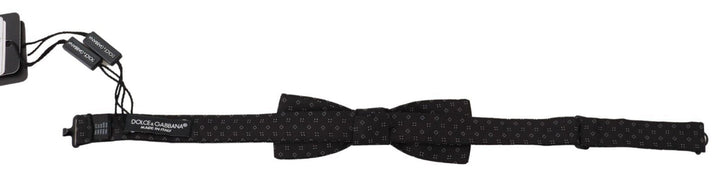 Exclusive patterned black silk bow tie