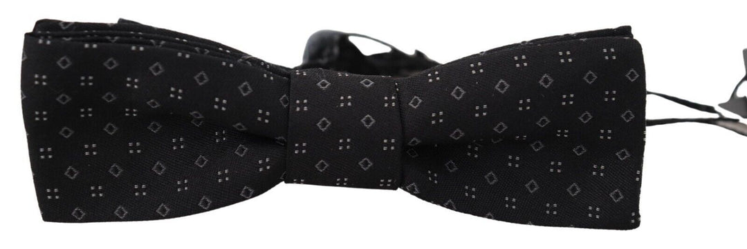Exclusive patterned black silk bow tie