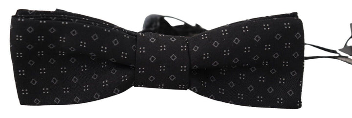 Exclusive patterned black silk bow tie