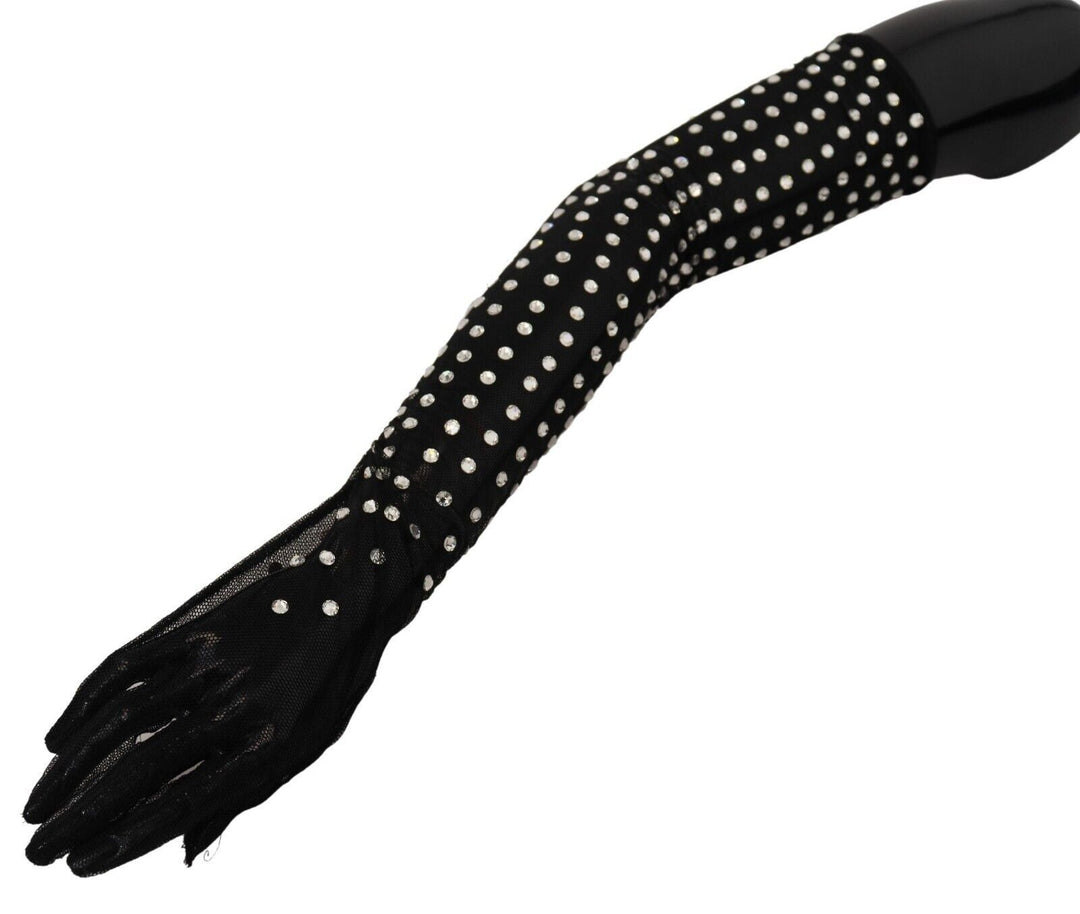 Elegant elbow-length black gloves
