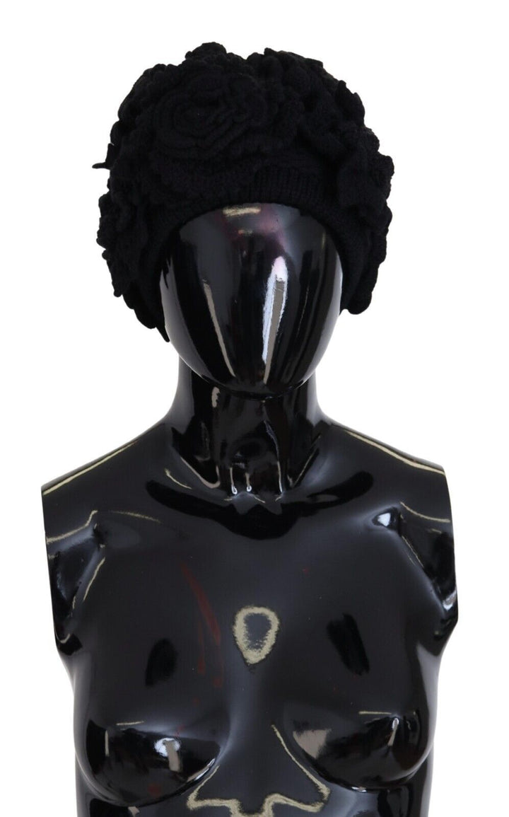 Dolce & Gabbana Elegante schwarze Schurwollmütze