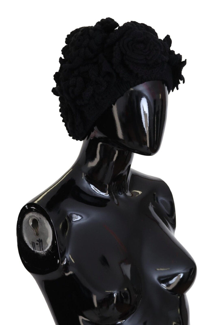 Dolce & Gabbana Elegante schwarze Schurwollmütze