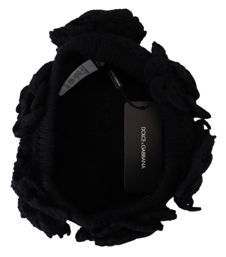 Dolce & Gabbana Elegante schwarze Schurwollmütze