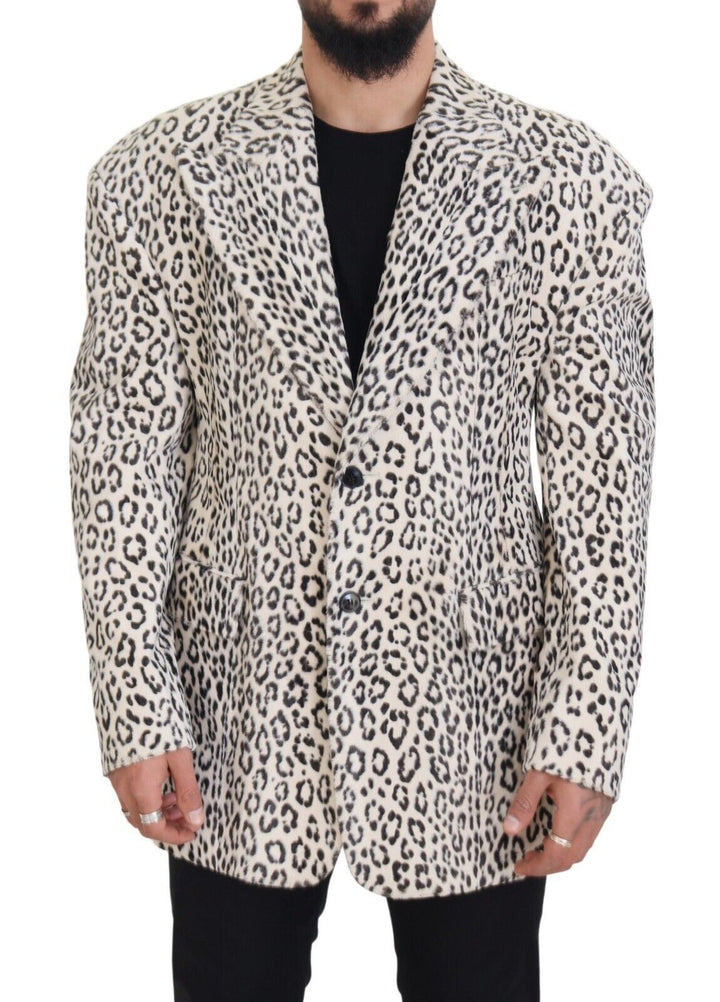 Weißer Leopard einreihiger Mantel Blazer